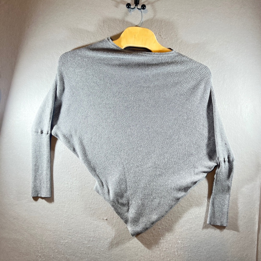 756 |VICI Asymmetrical Ribbed Dolman Sleeve Cashmere Blend Sweater Gray Womens S